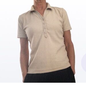 LIZ GOLF Cream Short Sleeve Polo golf Tee